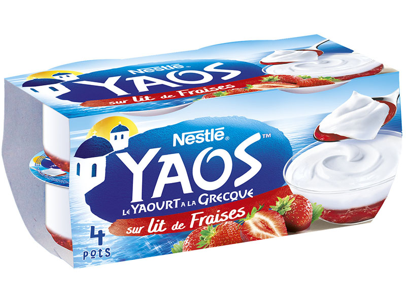 Nestlé Yaourt à la grecque sur un lit de fraises Yaos 4x125g