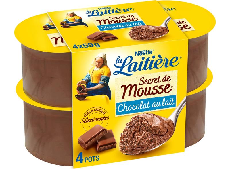 La Laitière Secret de mousse au chocolat au lait 4x59g