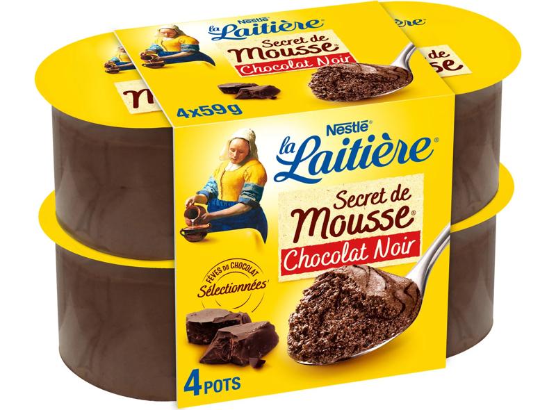 La Laitière Secret de mousse au chocolat noir 4x59g