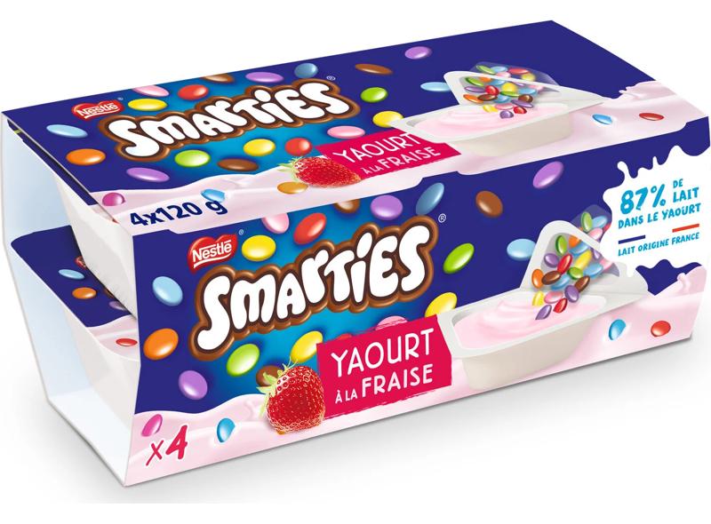 Nestlé Yaourt à la fraise avec bonbons Smarties 4x120g