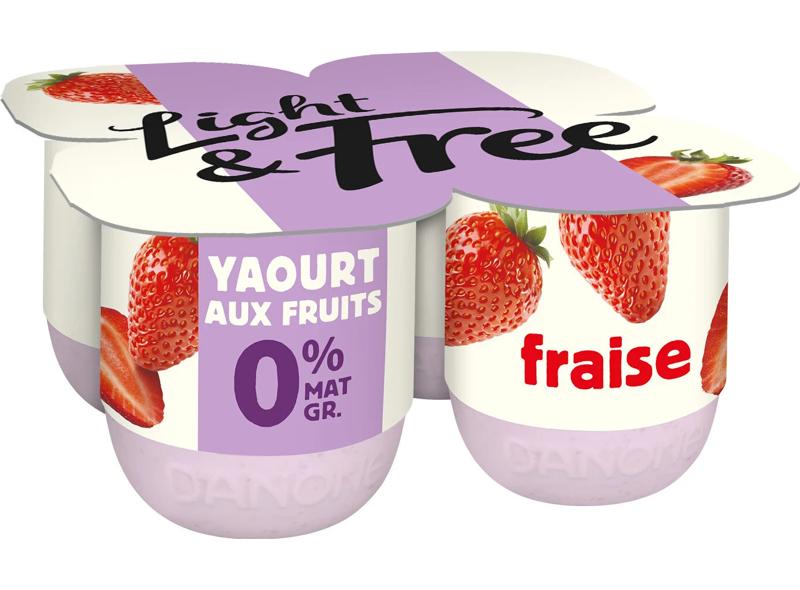 Light & Free Strawberry Stirred Yoghurt 0% Fat 4x125g