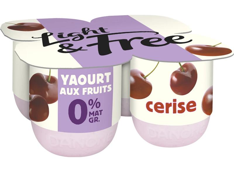 Light & Free Cherry Stirred Yoghurt 0% Fat 4x125g