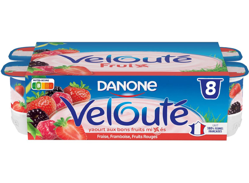 Danone Yaourt aux fruits rouges mixés brassés Velouté Fruix 8x125g