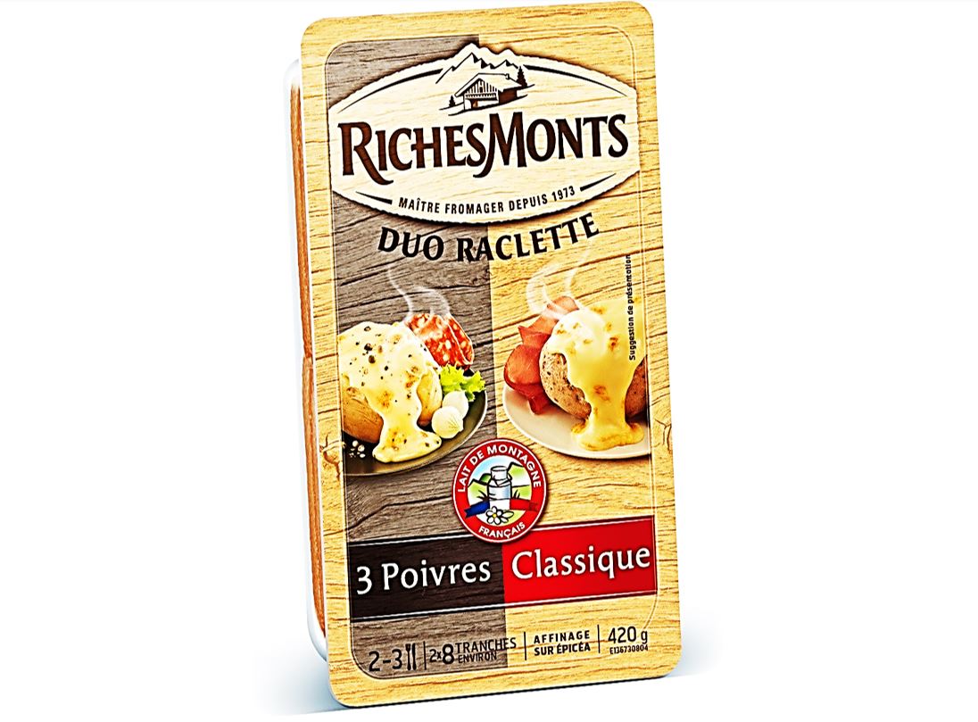 RichesMonts Fromage à raclette classique/3 poivres 420g