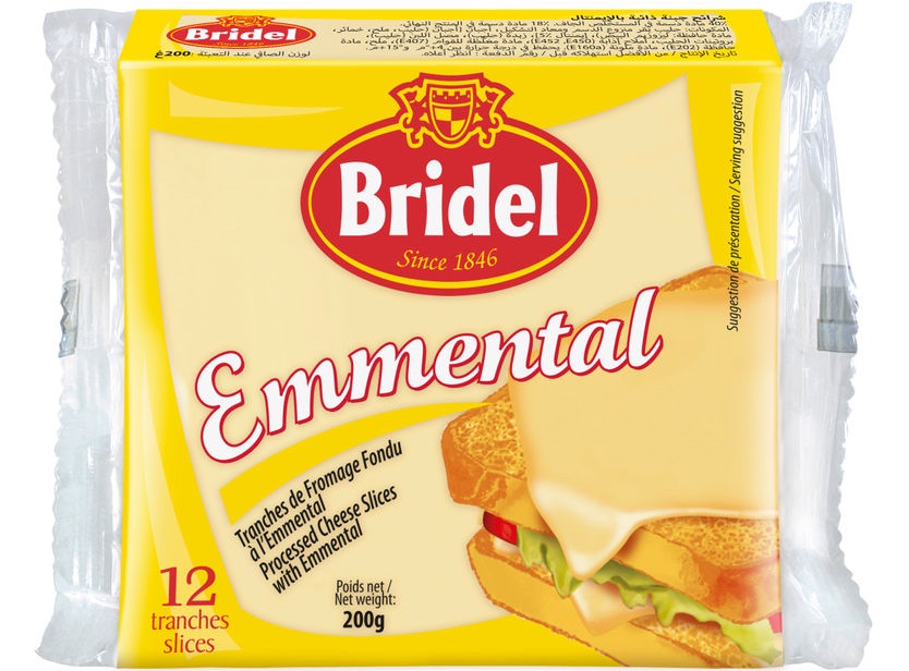 Bridel Fromage Emmental en tranche 200g 12 tranches