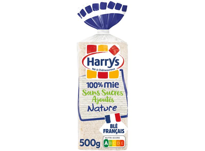 Harrys Plain Natural Sandwich Bread With No Crust And No Added Sugars 20 tranches 500g