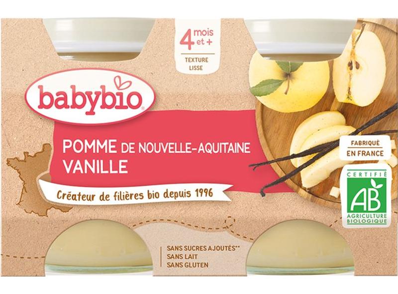 Babybio Organic Nouvelle-Aquitaine Apples And Vanilla For Babies 2x130g
