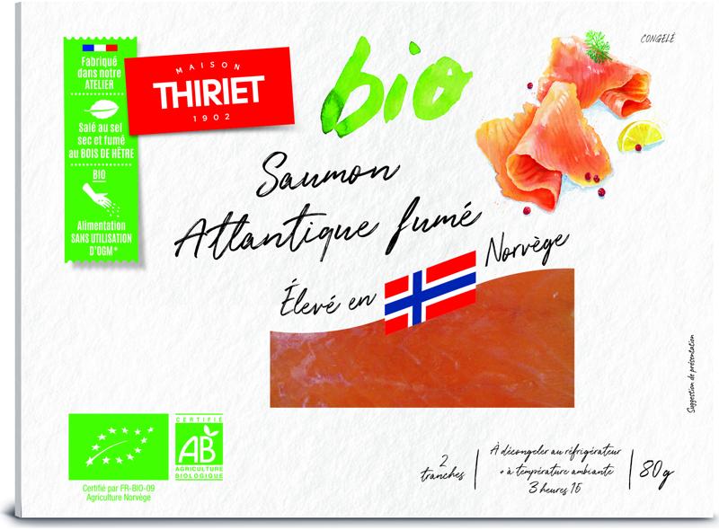 Maison Thiriet Organic Smoked Atlantic Salmon, Scotland 80g 2 tranches