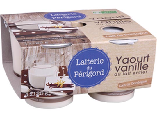 Laiterie du Périgord Yaourts au lait entier à la vanille bio 4x125g