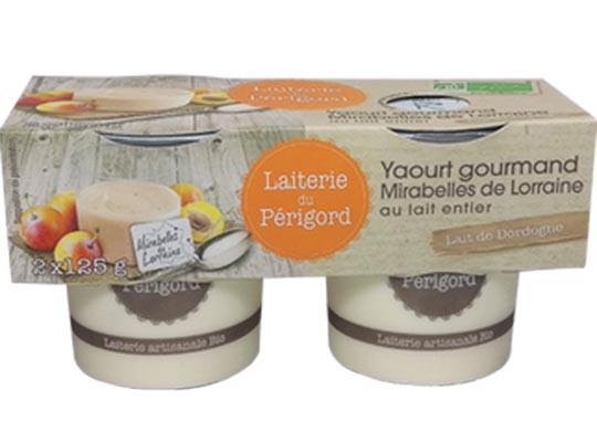 Laiterie du Périgord Yaourt gourmand au lait entier aux mirabelles de Lorraine BIO 2x125g