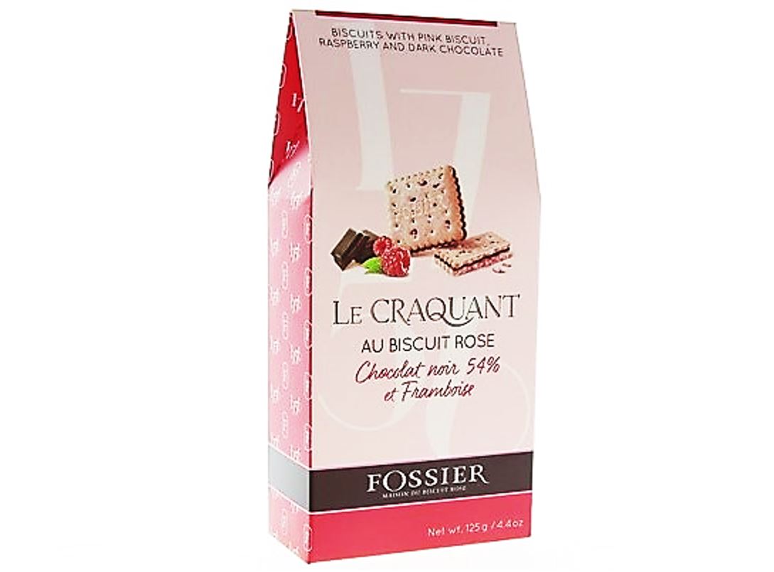 Fossier Biscuits Le Craquant au biscuit rose chocolat noir et framboise 170g