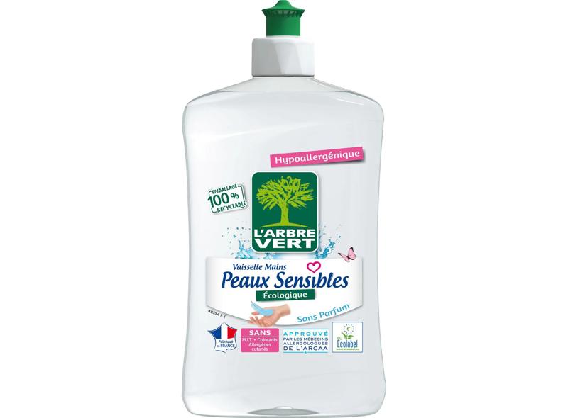 L’Arbre Vert Liquide vaisselle mains peaux sensibles Ecolabel 500ml
