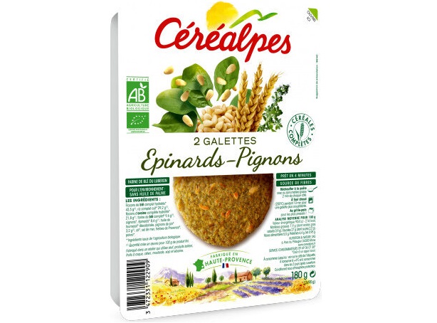 C&eacute;r&eacute;alpes Organic Spinach And Pine Nut Cereal Patties 2x90g