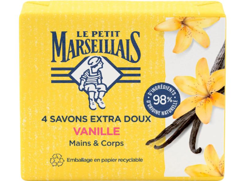 Le Petit Marseillais Savon solide extra doux vanille 4x100g