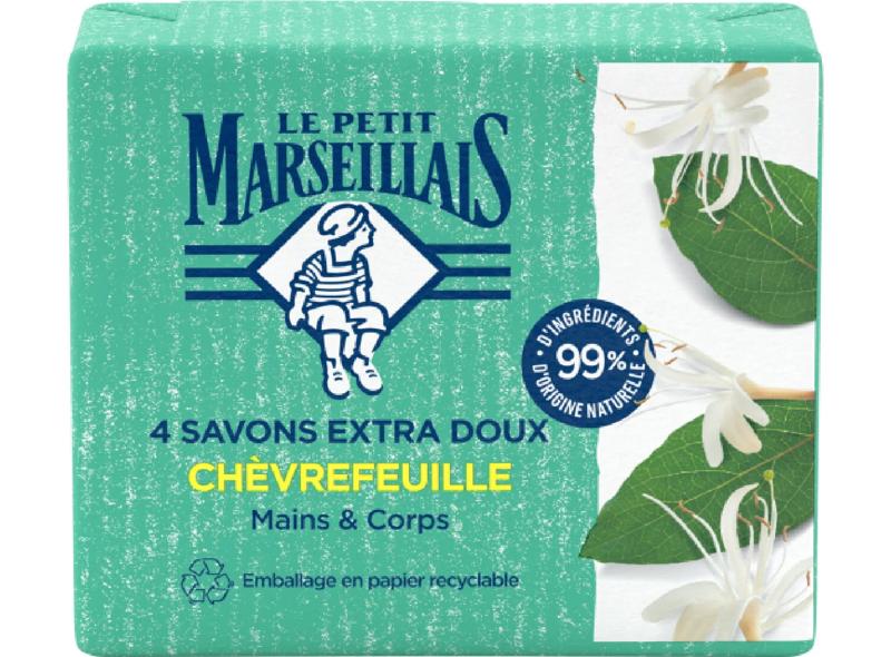 Le Petit Marseillais Savon extra doux chèvrefeuille 4x100g
