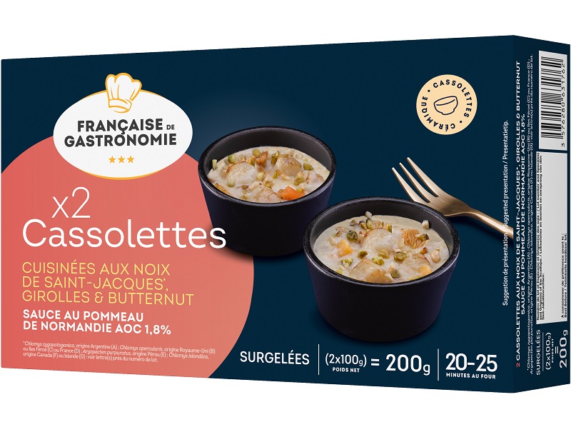 Fr. De Gastronomie Cassolettes de noix de St-Jacques, girolles et butternut - Sauce au Pommeau de Normandie AOC 200g