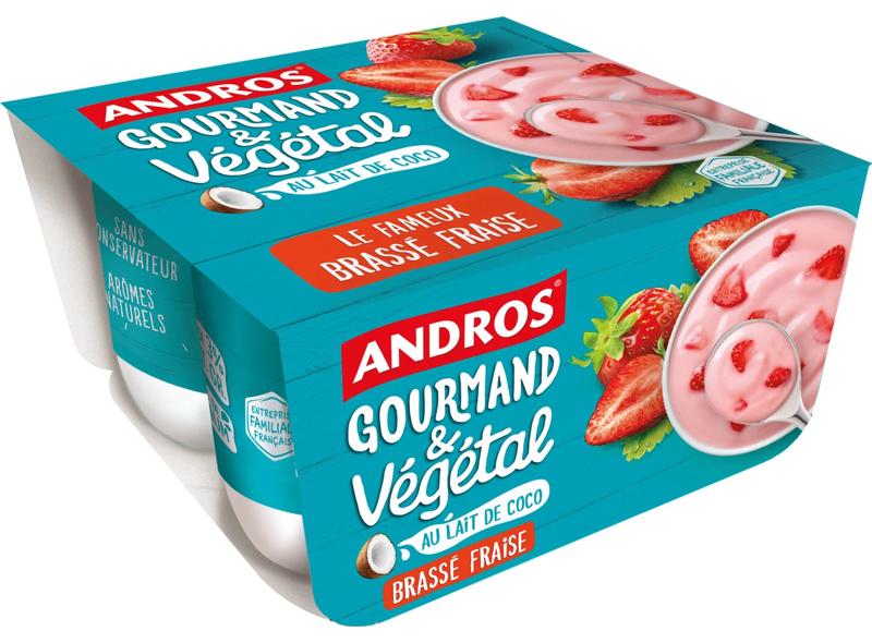 Andros Strawberry Coconut Milk Stirred Vegetable Dessert 4x100g