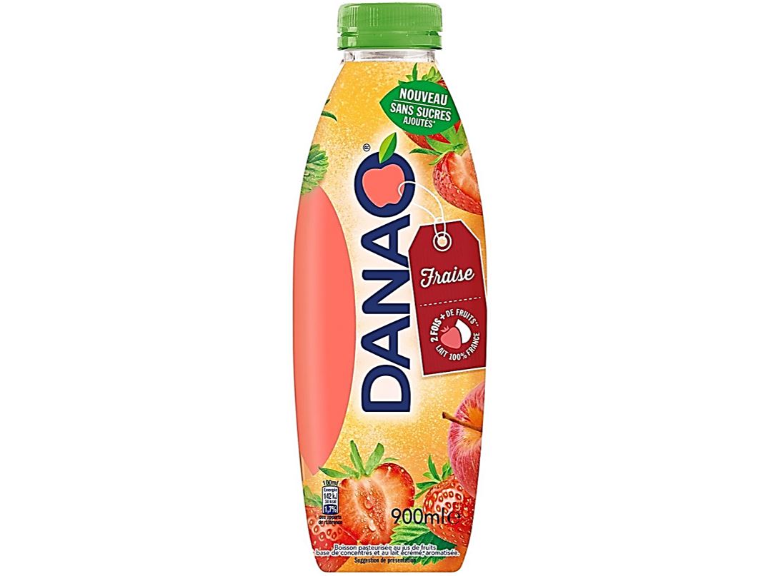 Danone Danao Boisson lactée fraise sans sucres ajoutés 90cl