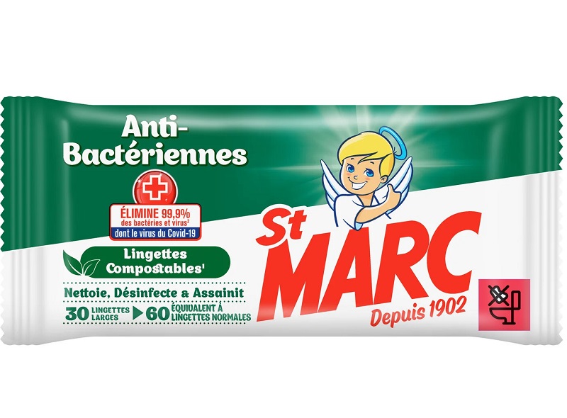 St Marc Lingettes désinfectantes anti-bactérienne 30 lingettes