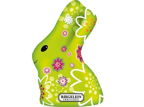 Riegelein Moulage lapin ”Le Fleuri” vert au chocolat au lait 140g