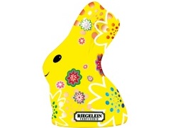 Riegelein Moulage lapin ”Le Fleuri” jaune au chocolat au lait 140g