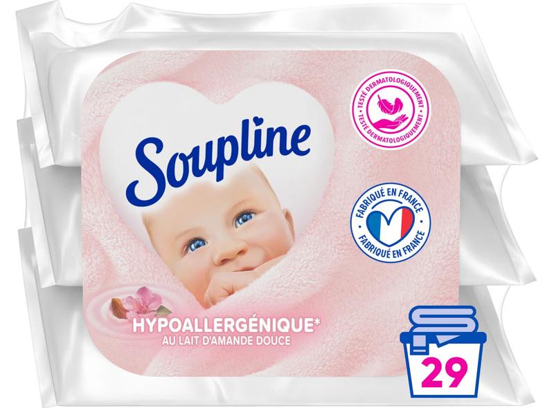 Soupline Adoucissant concentré 3D hypoallergénique au lait d’amande douce 3x200ml