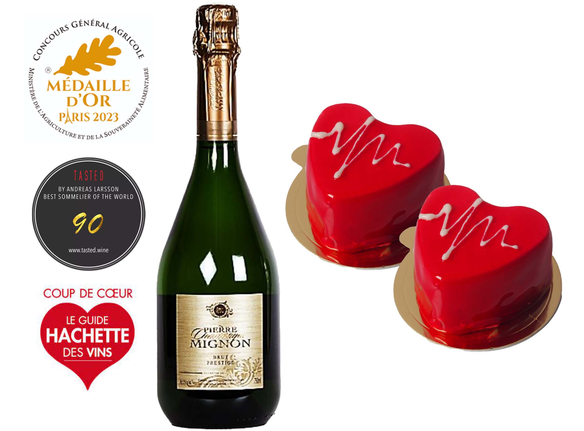 La Boulangerie Valentine&rsquo;s Day Combo Set 2 g&acirc;teaux et 1 bouteille de 75cl