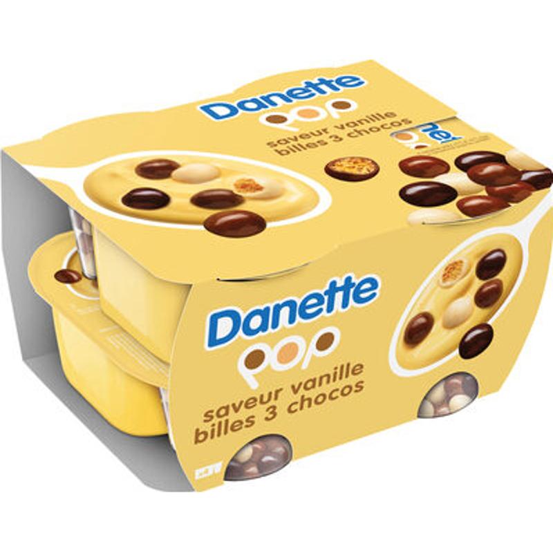 Danone Danette POP Vanille-3 chocolats 4x117g