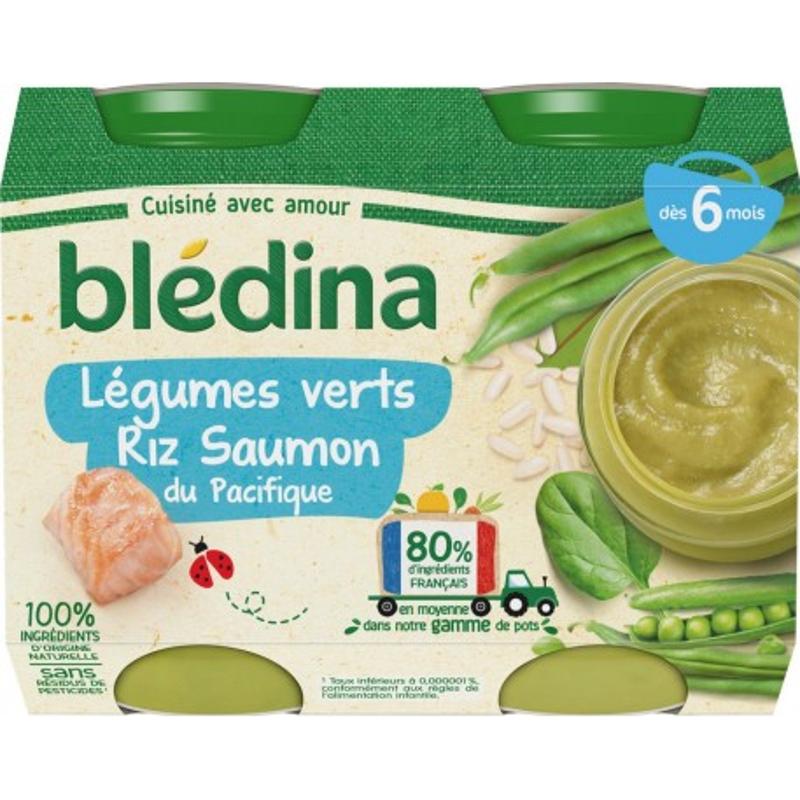 Bl&eacute;dina Green Vegetables, Rice And Pacific Salmon 2x200g