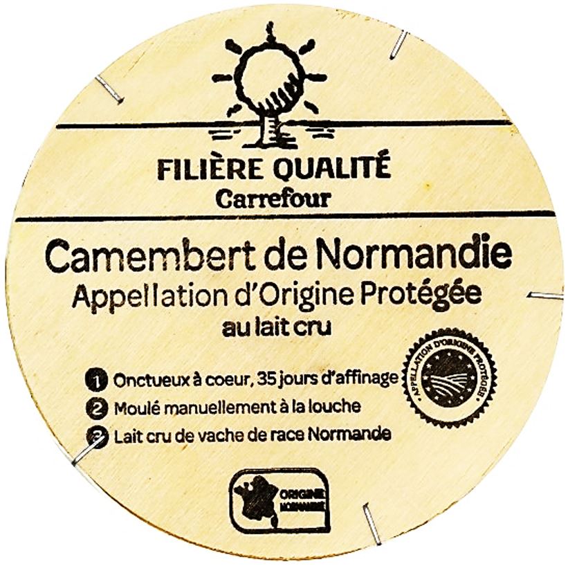 Carrefour Camembert AOP au lait cru affiné Filière Qualité Carrefour 250g