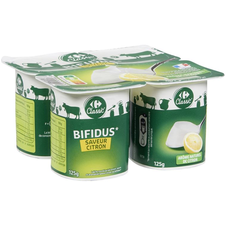 Carrefour Yaourt bifidus saveur citron 4x125g