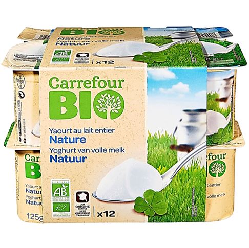 Carrefour Yaourt au lait entier nature BIO 12x125g