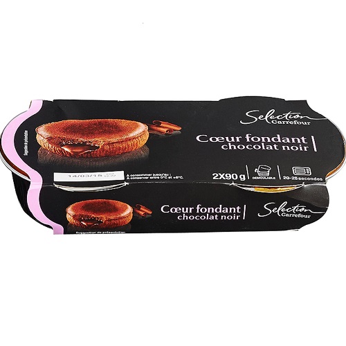 Carrefour Coeur fondant au chocolat noir 2x90g