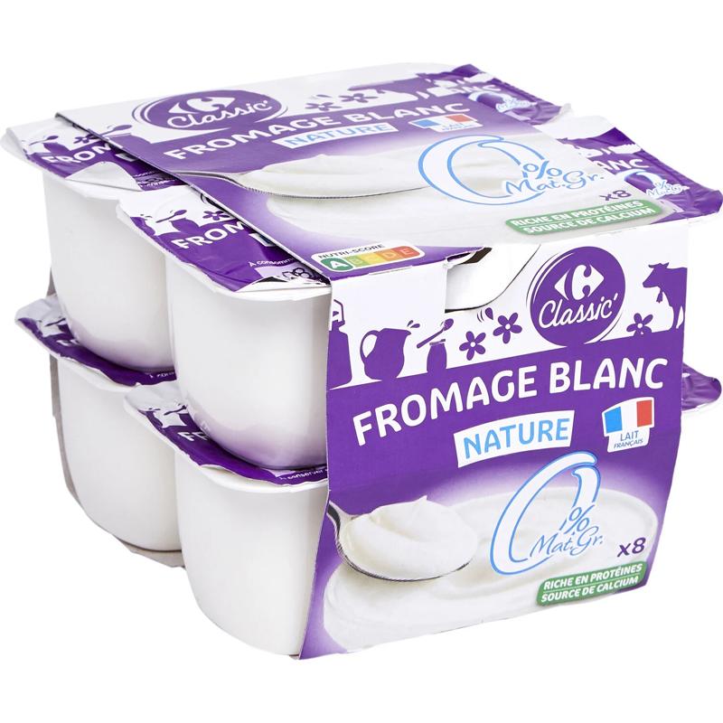 Carrefour Fromage blanc nature 0% MG 8x100g
