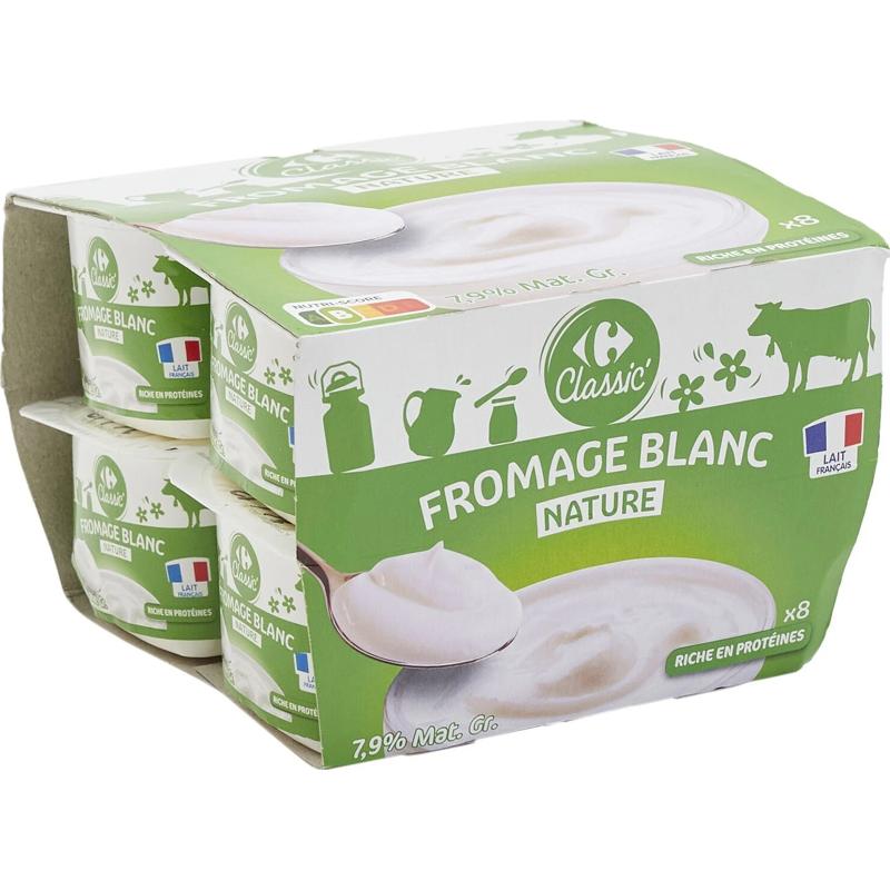 Carrefour Fromage frais nature 7.9% MG 8x100g