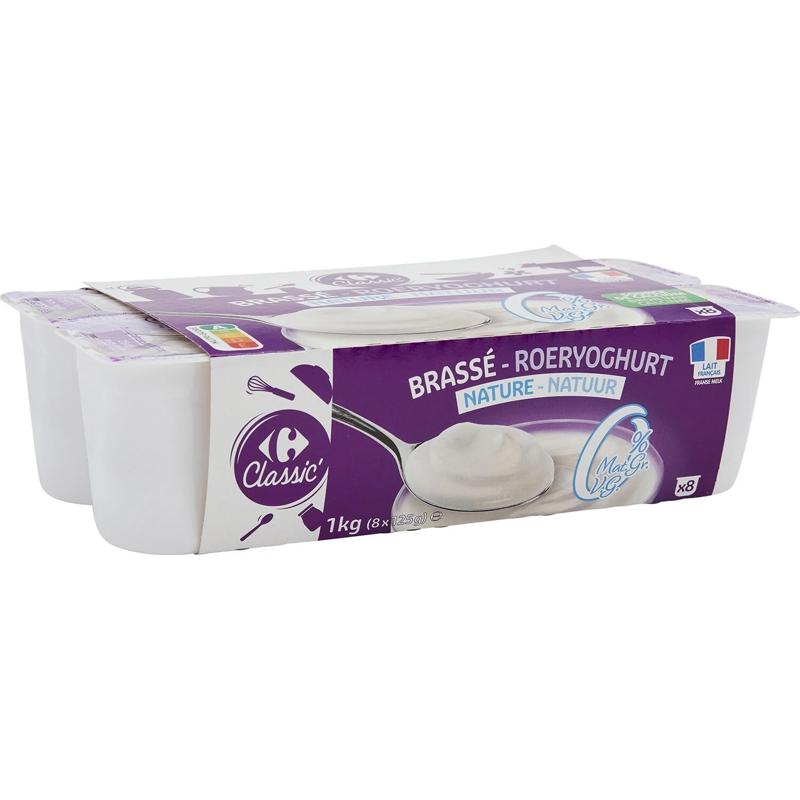 Carrefour Stirred Plain Yoghurt Fat-Free 8x125g