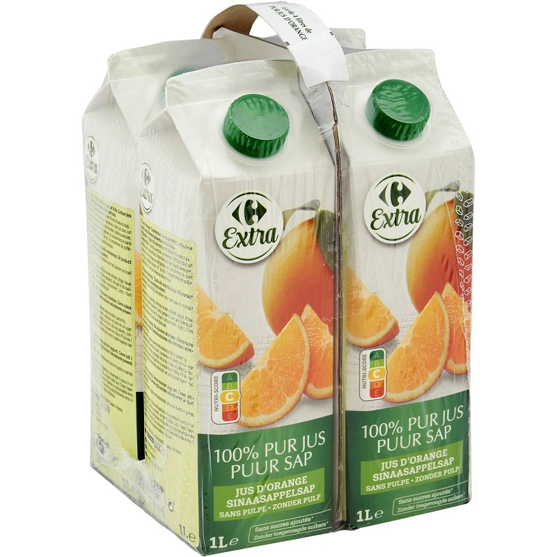 Carrefour 100% pure orange juice 4x1l