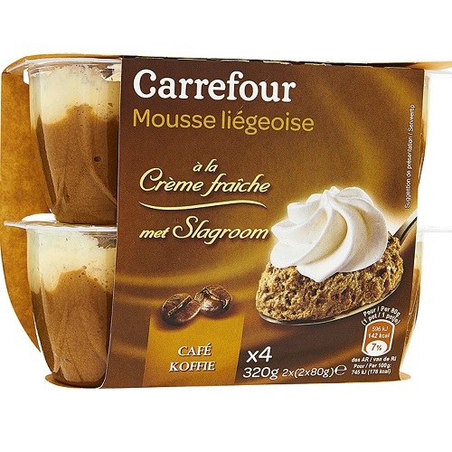 Carrefour Mousse liégeoise au café 4x80g