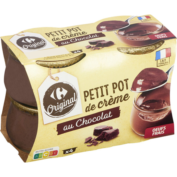 Carrefour  Petit pot de crème dessert au chocolat 4x100g