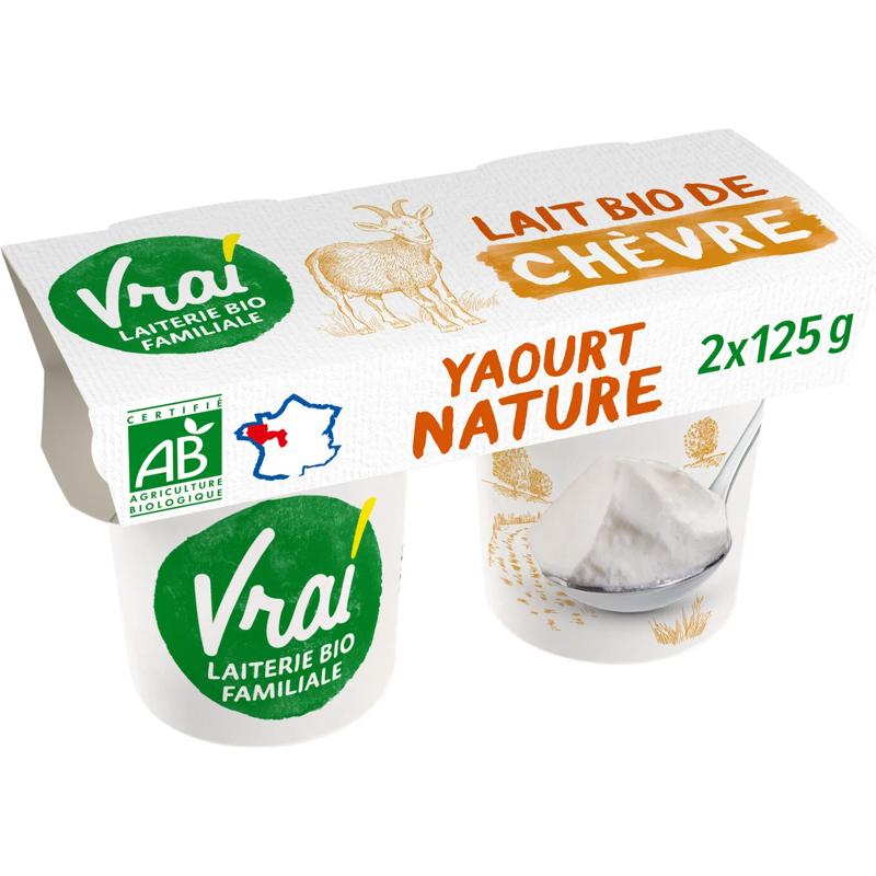 Vrai Organic yoghurt from goat&rsquo;s milk 2x125g