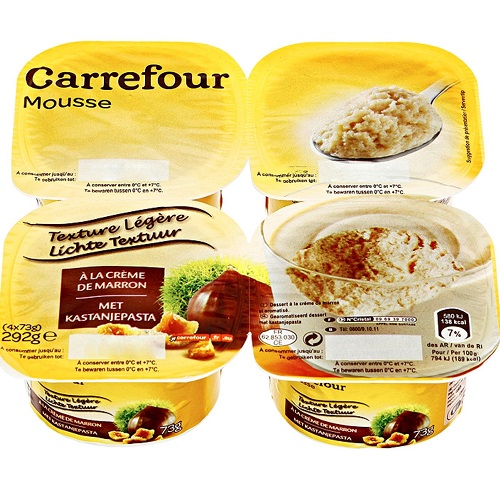 Carrefour Mousse liégeoise à la crème fraîche et aux marrons 4x80g