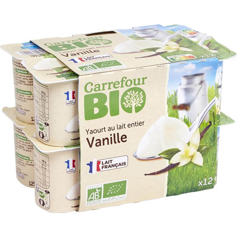 Carrefour Organic Vanilla Yoghurt 12x125g