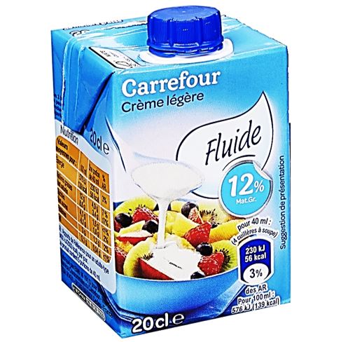 Carrefour Crème légère fluide 12% MG 20cl