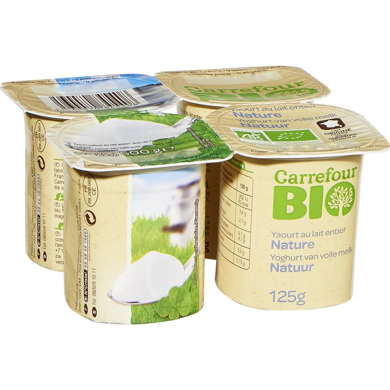 Carrefour Organic Plain Yoghurt 4x125g