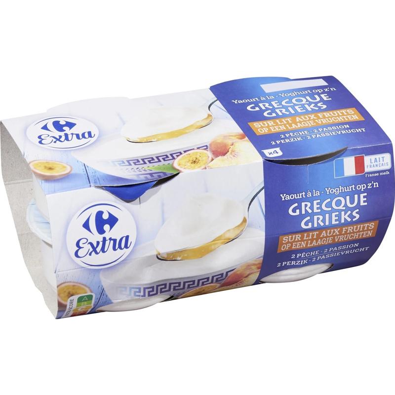 Carrefour Peach/Passion Greek Yoghurt 4x150g
