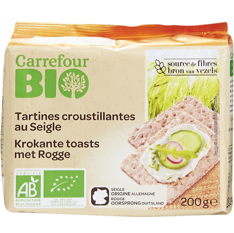 Carrefour Organic Rye Toast 200g