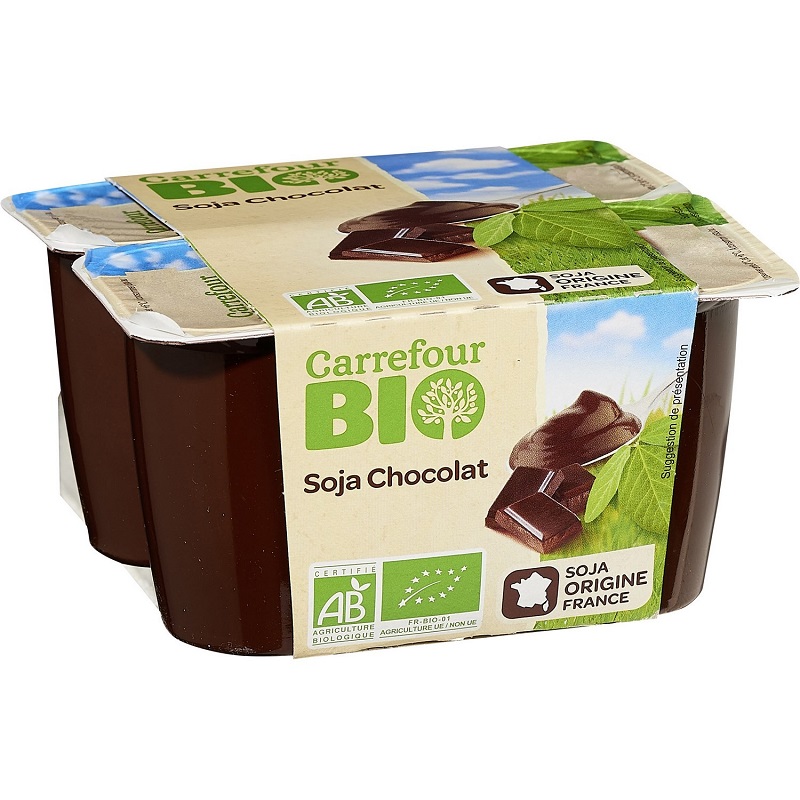 Carrefour Soja saveur chocolat BIO 4x100g