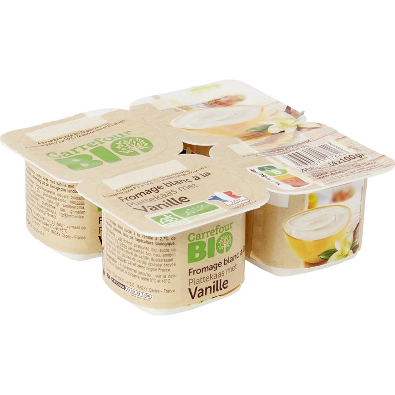 Carrefour Organic Vanilla Fresh Cheese Yoghurt 4x100g