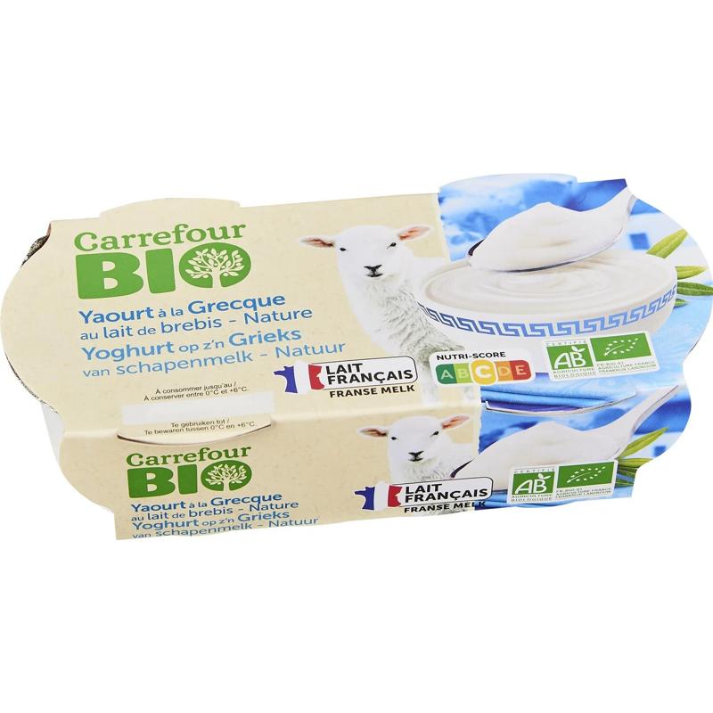Carrefour Organic Sheep Milk Plain Yoghurt 2x150g