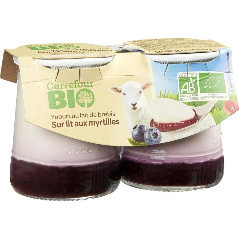 Carrefour Organic Sheep Milk Yoghurt And Blueberries 2x125g